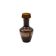 Vintage brown glass vase with golden geometric patterns.