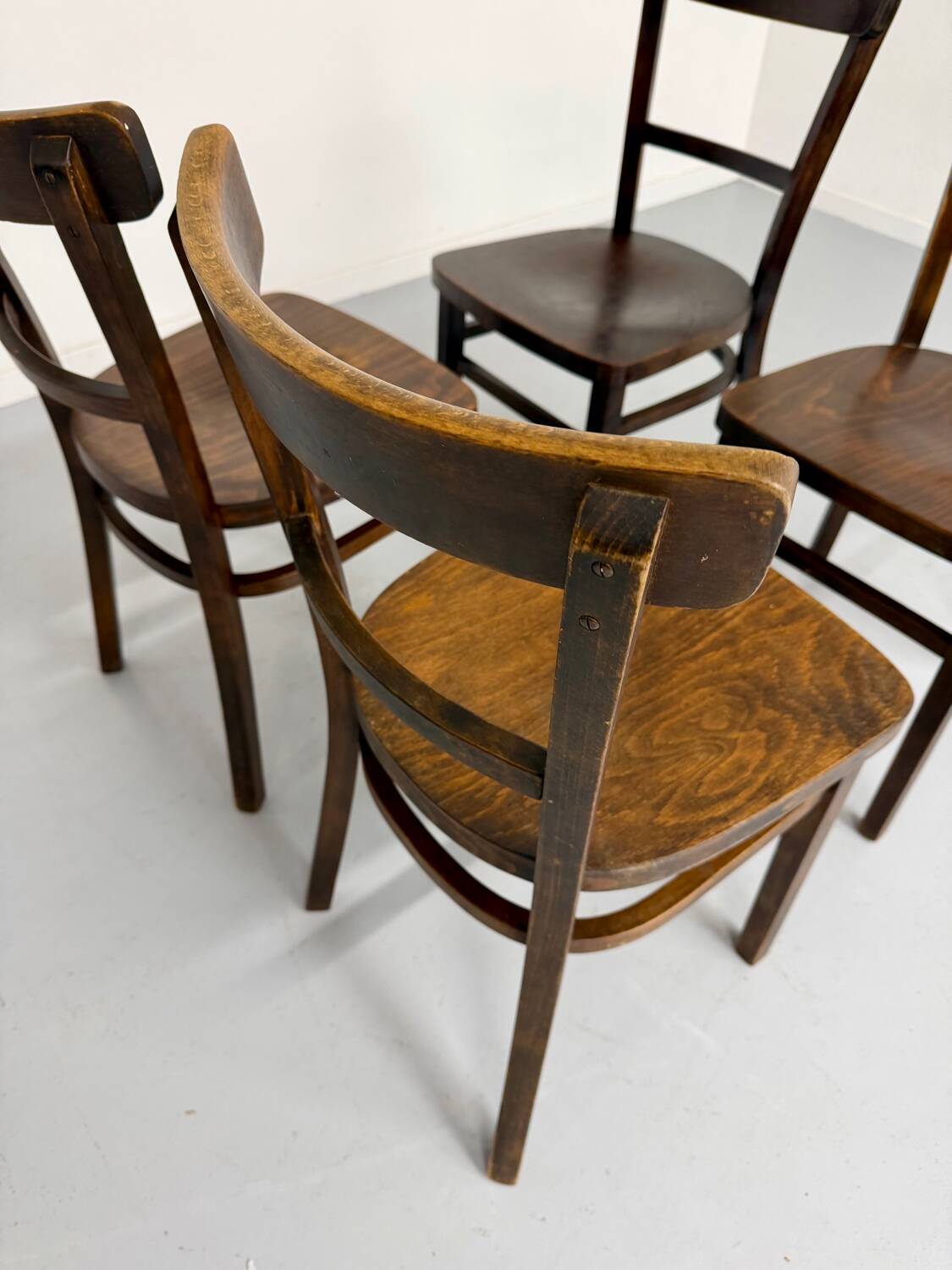 Lot de 4 chaises de bistrot thonet années 50 vintage bois