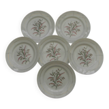 Lot de 6 assiettes plates en faïence de saint amand. modèle beauce.