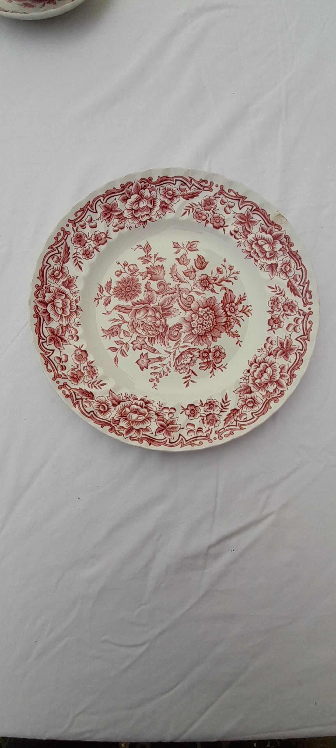 Flat earthenware plate Staffordshire Ridgway Ironstone model Clifton diam 25 cm
