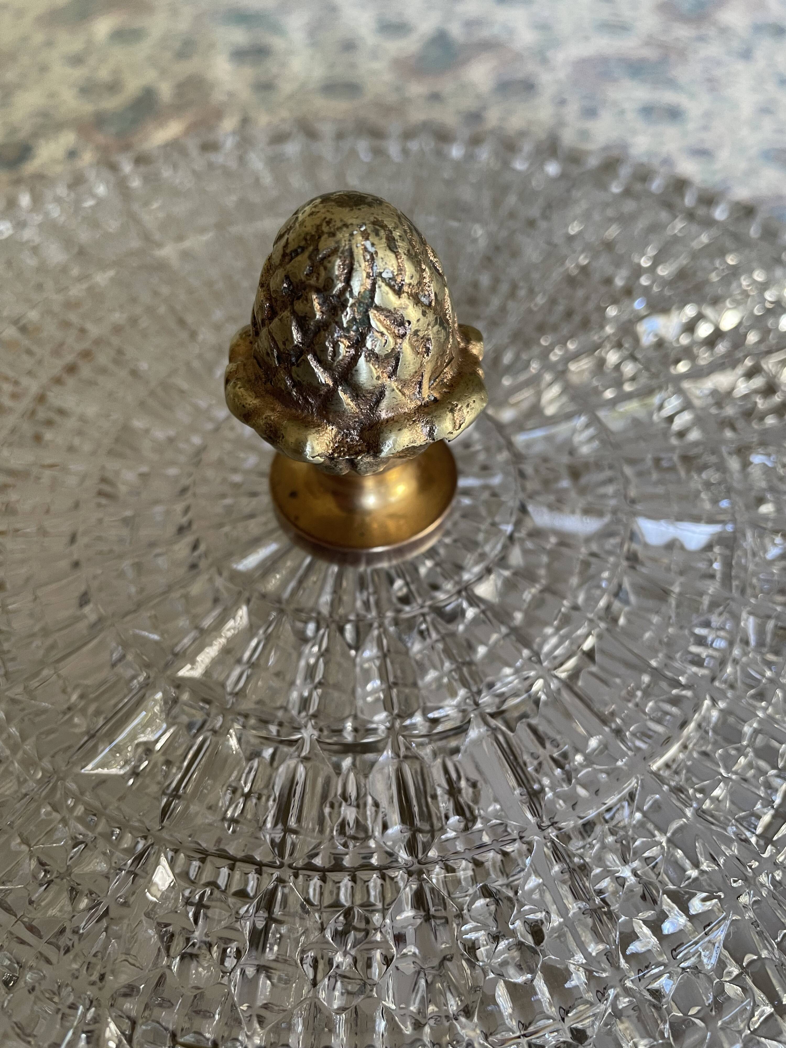 Plafonnier verre et doré