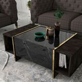 Table basse marron doré