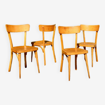 4 chaises bistrot années 60 en bois courbé