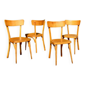 4 bistro chairs 60s curved wood