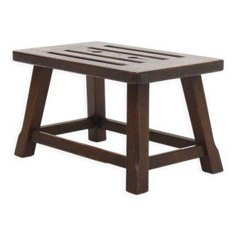 Brutalist solid oak side table  1960s