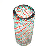 Ribbed Murano glass vase with half filigree decoration