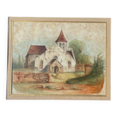 Painting drawing old nineteenth church