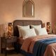 Lampe tube socle bois et tissu wax boho-ethnique