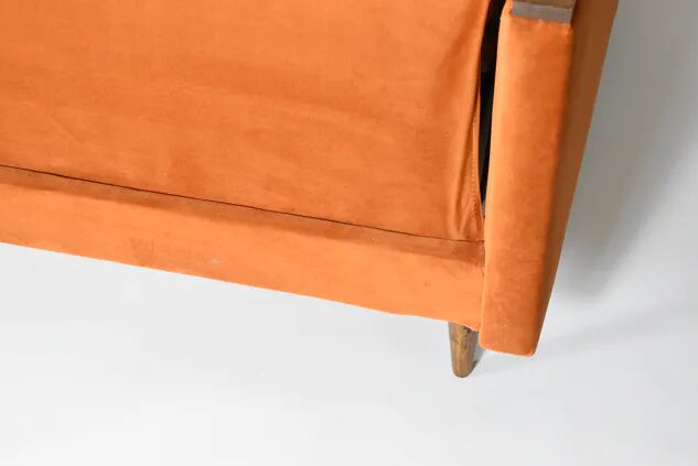 Foldable sofa, reddish velvet, restored, 1960s
