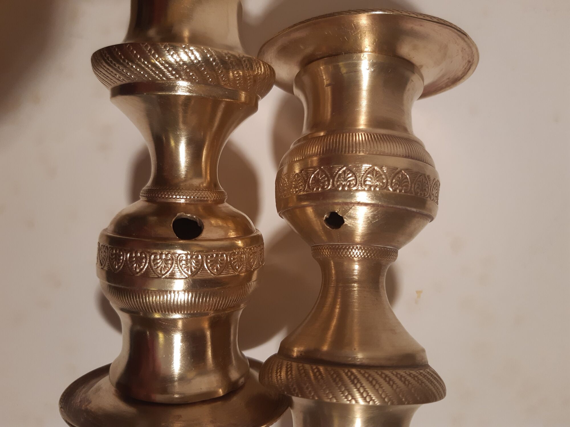 Pair of bronze torches or richly chiseled golden airain 19th century