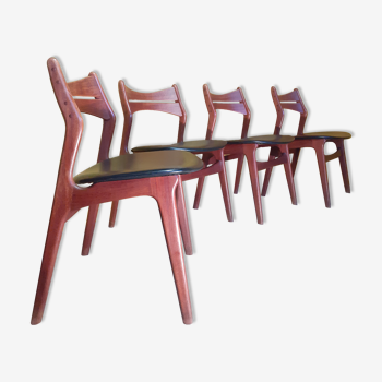 4 chaises danoises en teck massif, modèle 310 , design Erik Buch