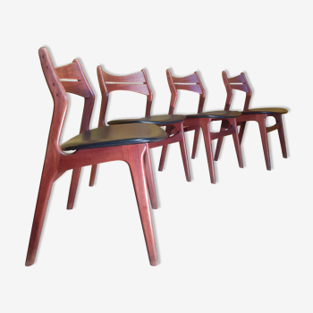 4 Danish chairs in solid teak, model 310 , design Erik Buch