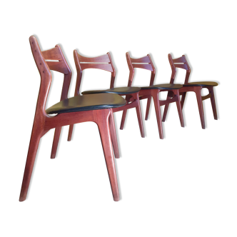 4 Danish chairs in solid teak, model 310 , design Erik Buch