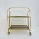 Mid-century modern folding bar cart in brass and ribbed acrylic glass, 1970s