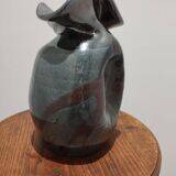 Signed enameled vase with asymmetrical free form