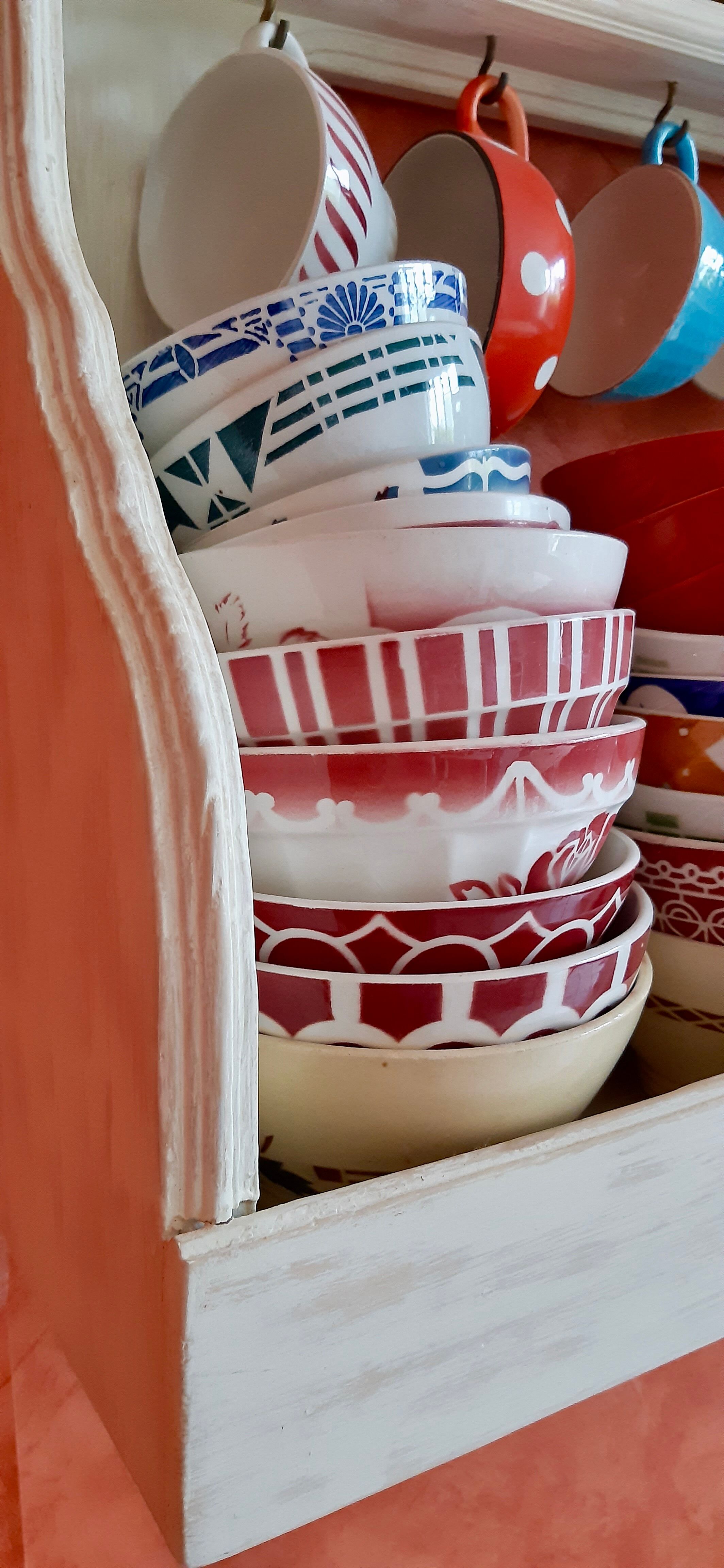 shelf / wall cabinet in wooden sandblasted effect old early twentieth century