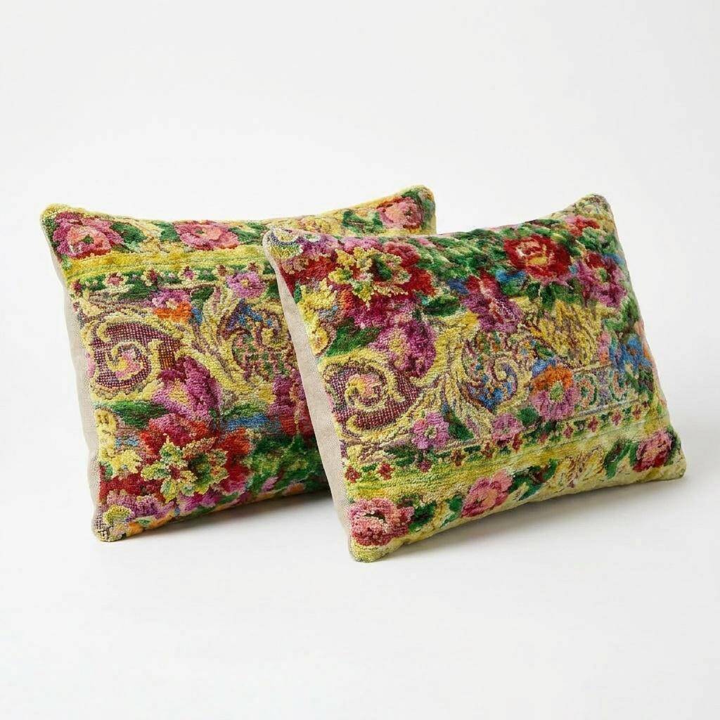 Set of 2 vintage velvet cushion covers 41x61 cm