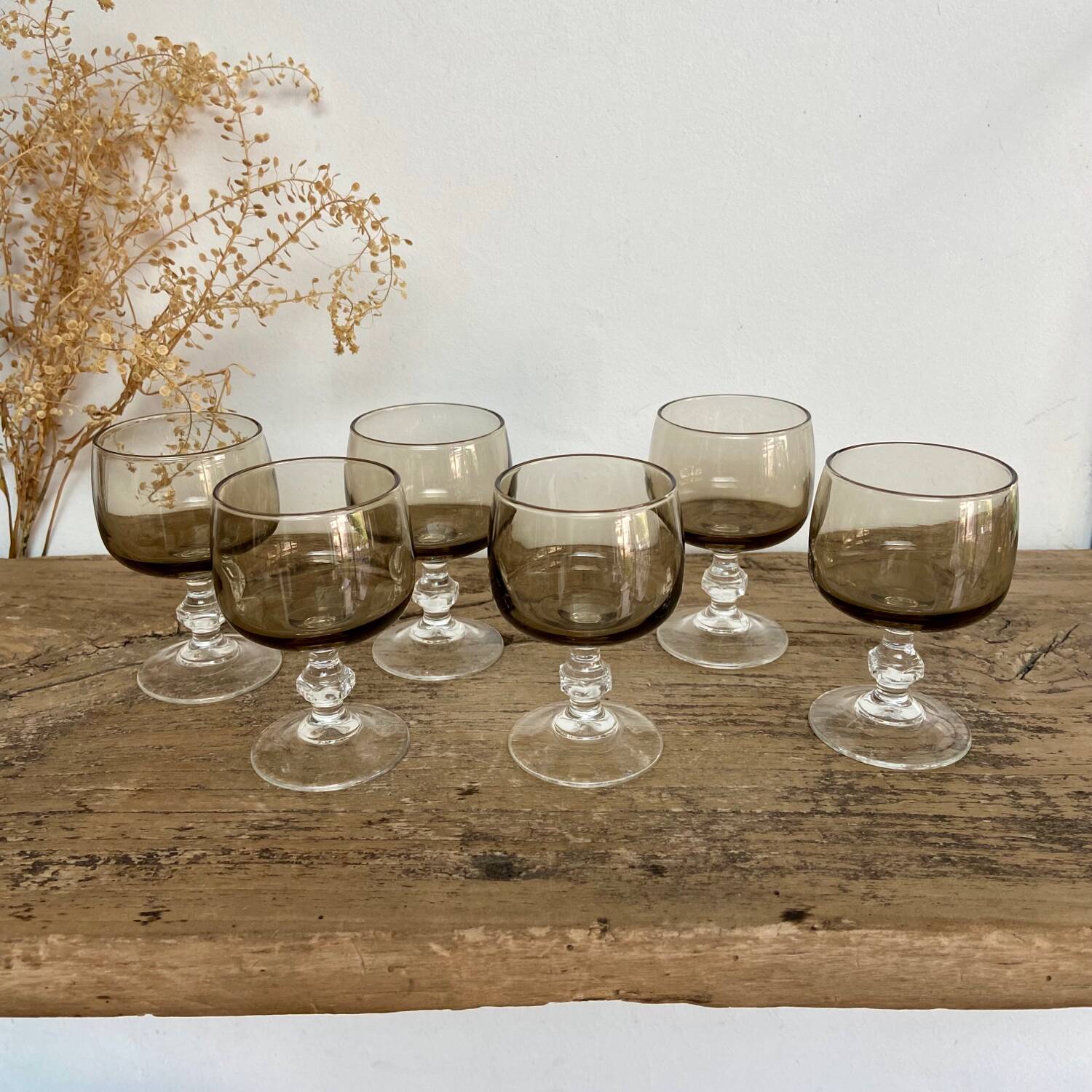 6 smoked liqueur glasses