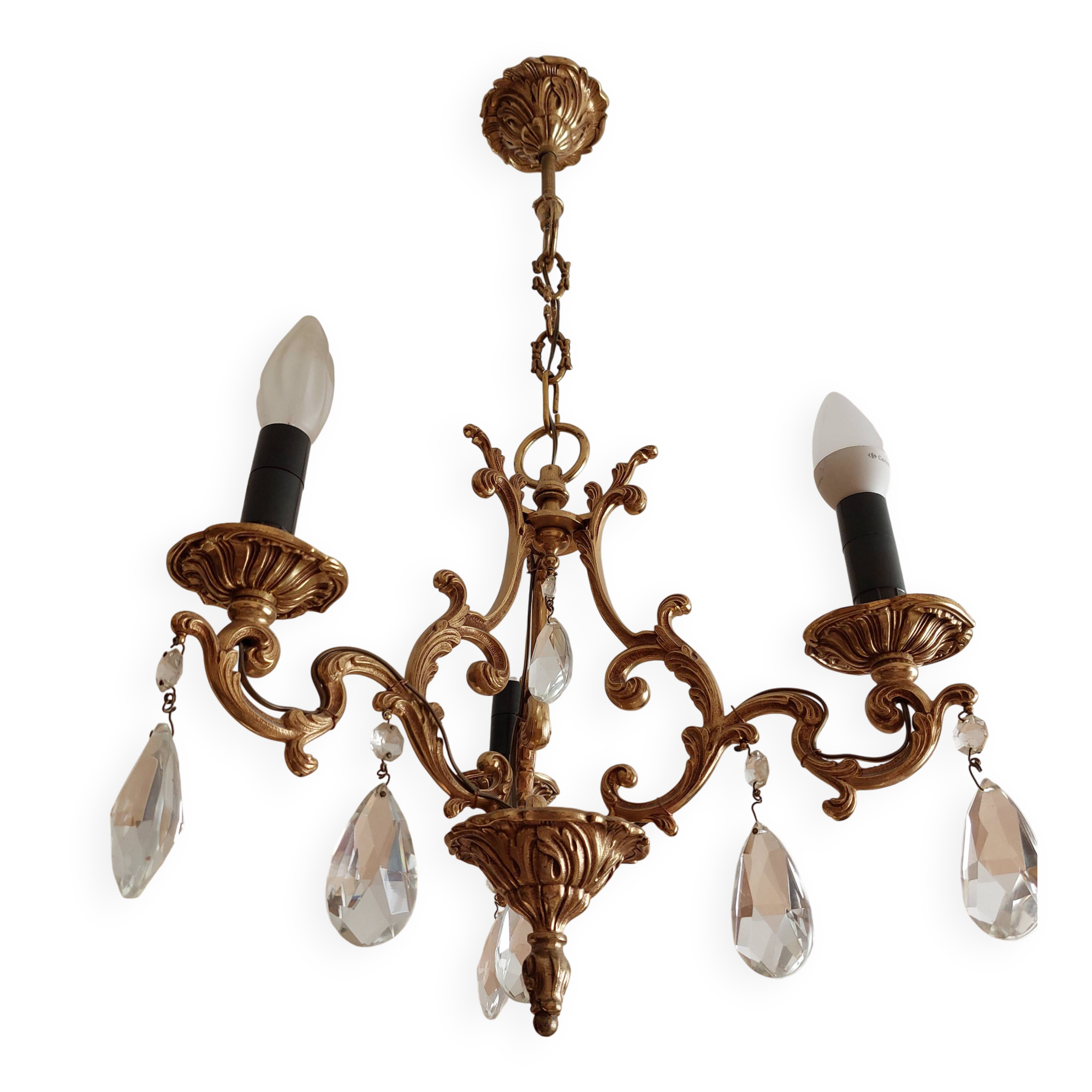 Golden bronze chandelier in Louis XV style