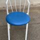 Vintage bistro garden chair in white tubular steel and blue leather from the 1980s.