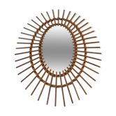 Miroir rotin oval soleil vintage 1960_70 47cm