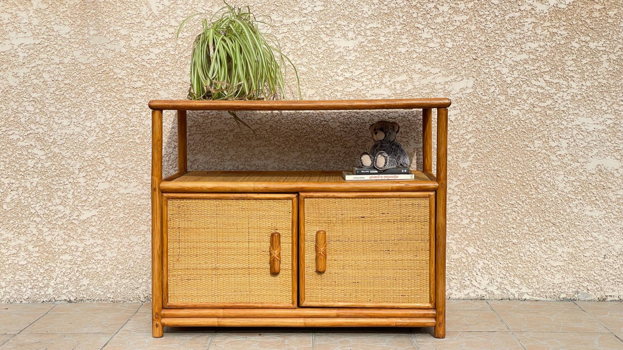 Vintage 80s Bamboo Sideboard
