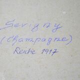 Watercolor Shed in Sévigny / Champagne – Signed Reiche, 1917