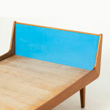Mid-century daybed in oak and blue formica, Czechoslovakia, 1960s