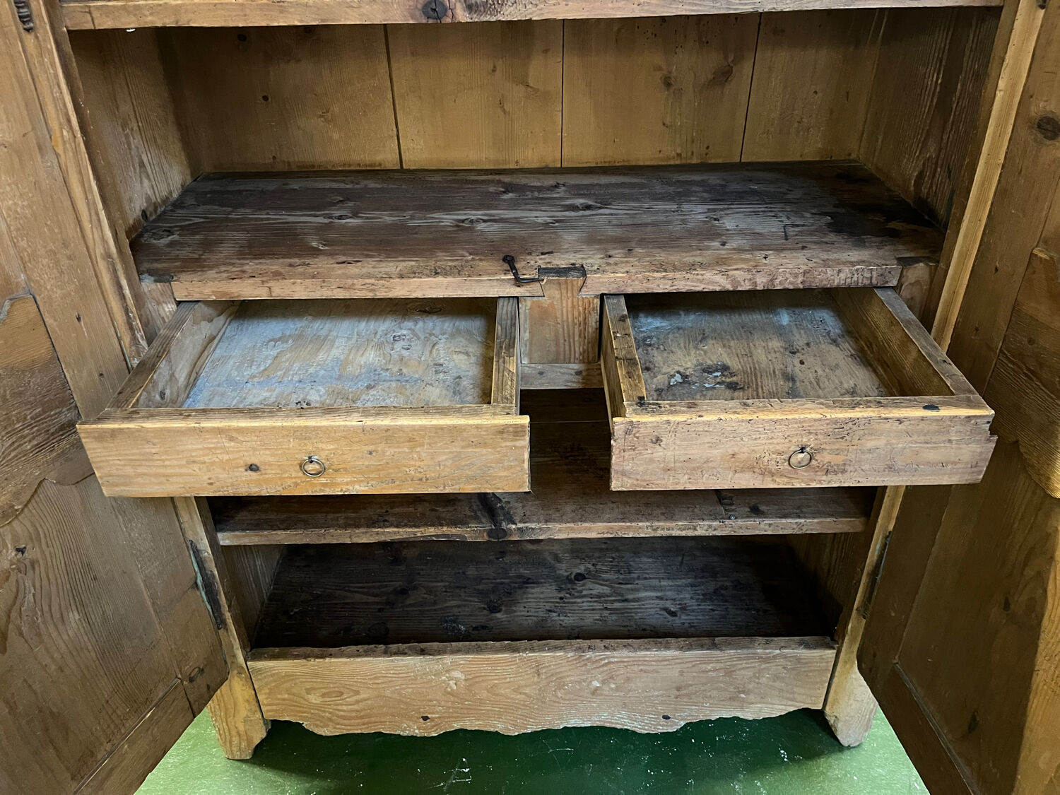 Eighteenth-century regional pine wardrobe.