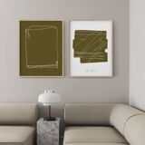 Pair of giclee prints, abstract wall art set of two, 50x70cm