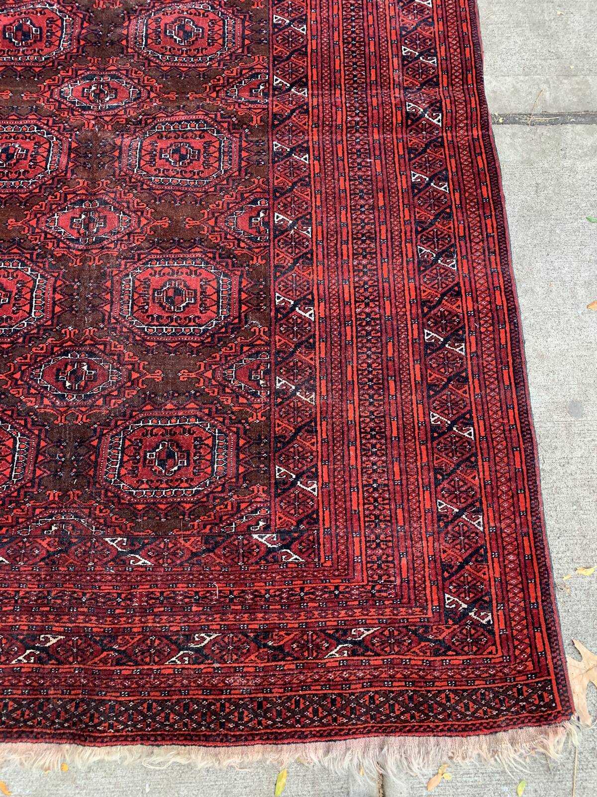 Vintage Uzbek Handmade Bukhara Rug, 4.5' x 5.10' (137cm x 181cm), 1960s
