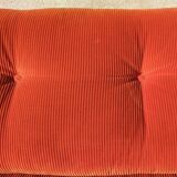 Set of three vintage armchairs. 1970s. Orange corduroy.
