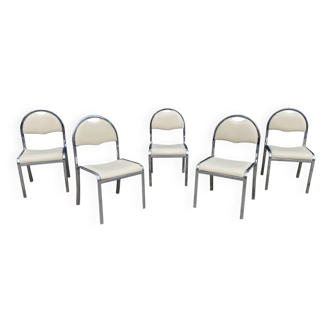 Chrome Dining Chairs 1970s Table Hollywood Regency Modernist Renato Zevi vintage