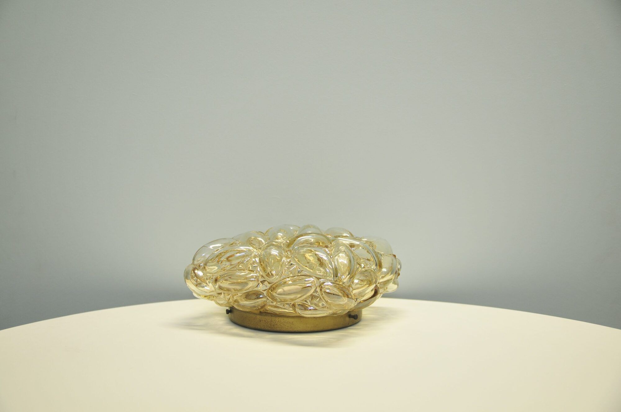 Vintage amber glass ceiling lamp screen by Helena Tynell for Glashütte Limburg 1960