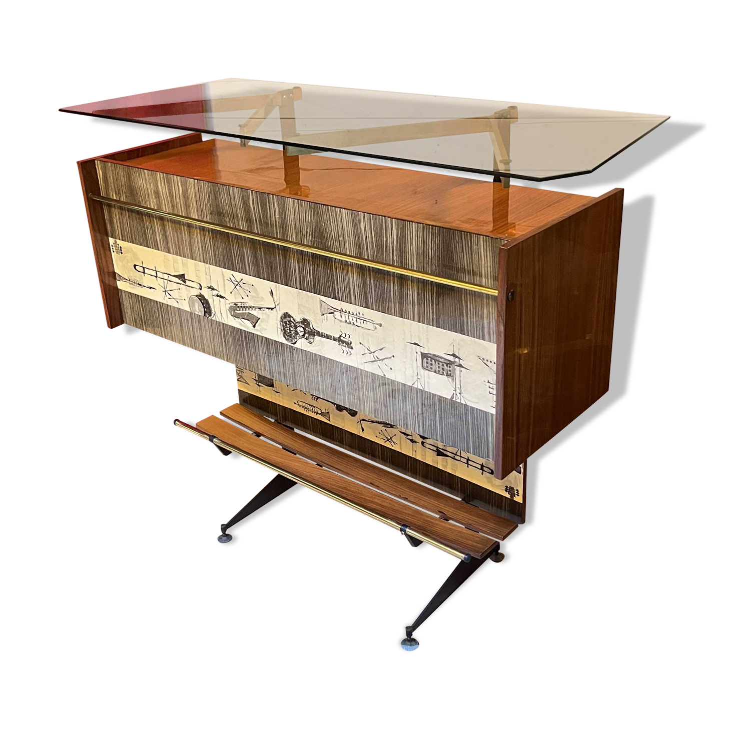 Cantù Italian Bar, wood and brass by Luigi Scremin