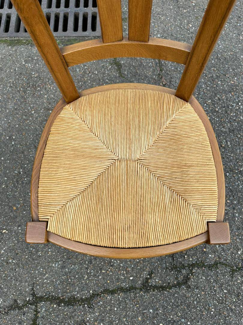 6 Louis XVI Directoire style chairs from the 20th century with rush seats.