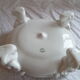 Glass deco globe and base legs of white ceramic lion j.p.l paris