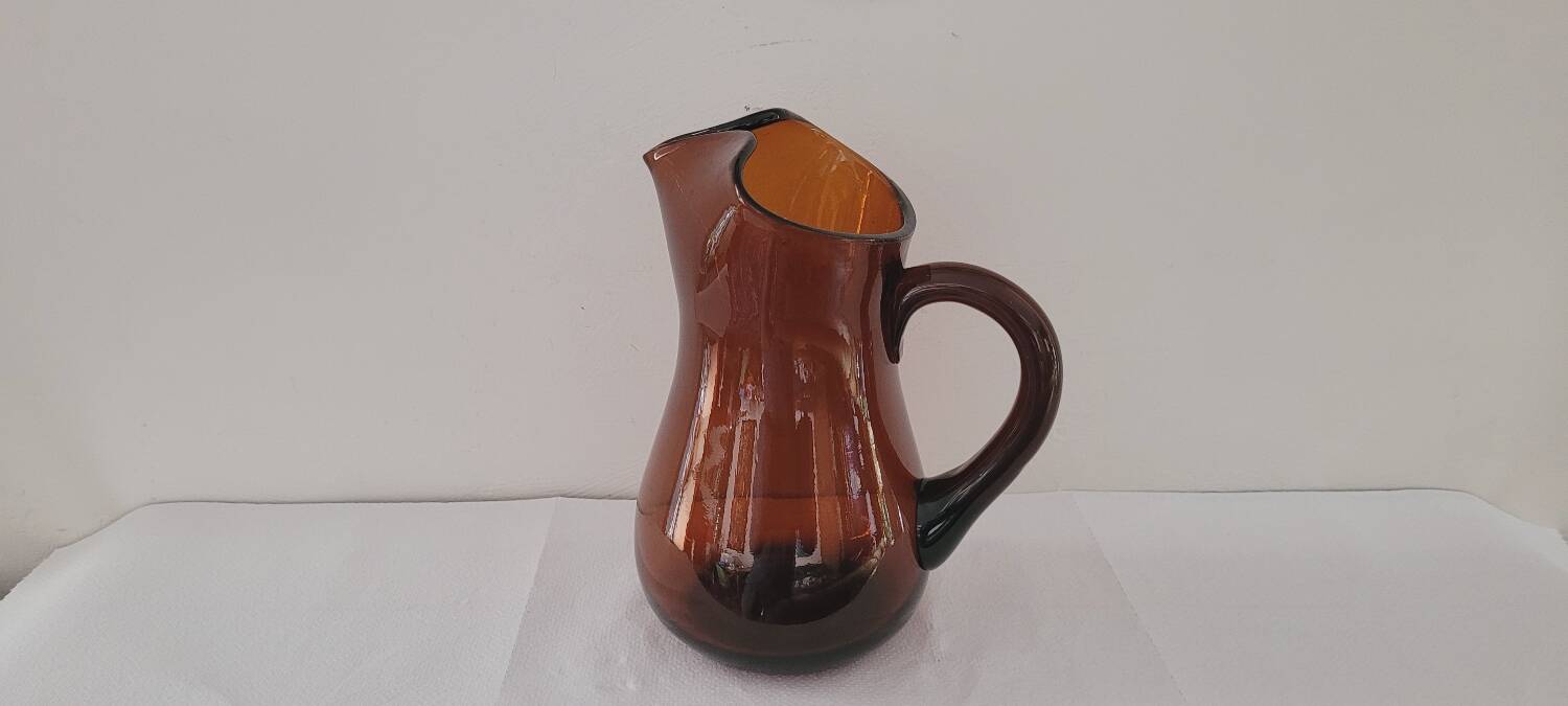 60's amber glass pitcher