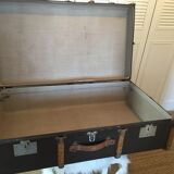 Wooden and leather suitcase