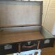 Wooden and leather suitcase