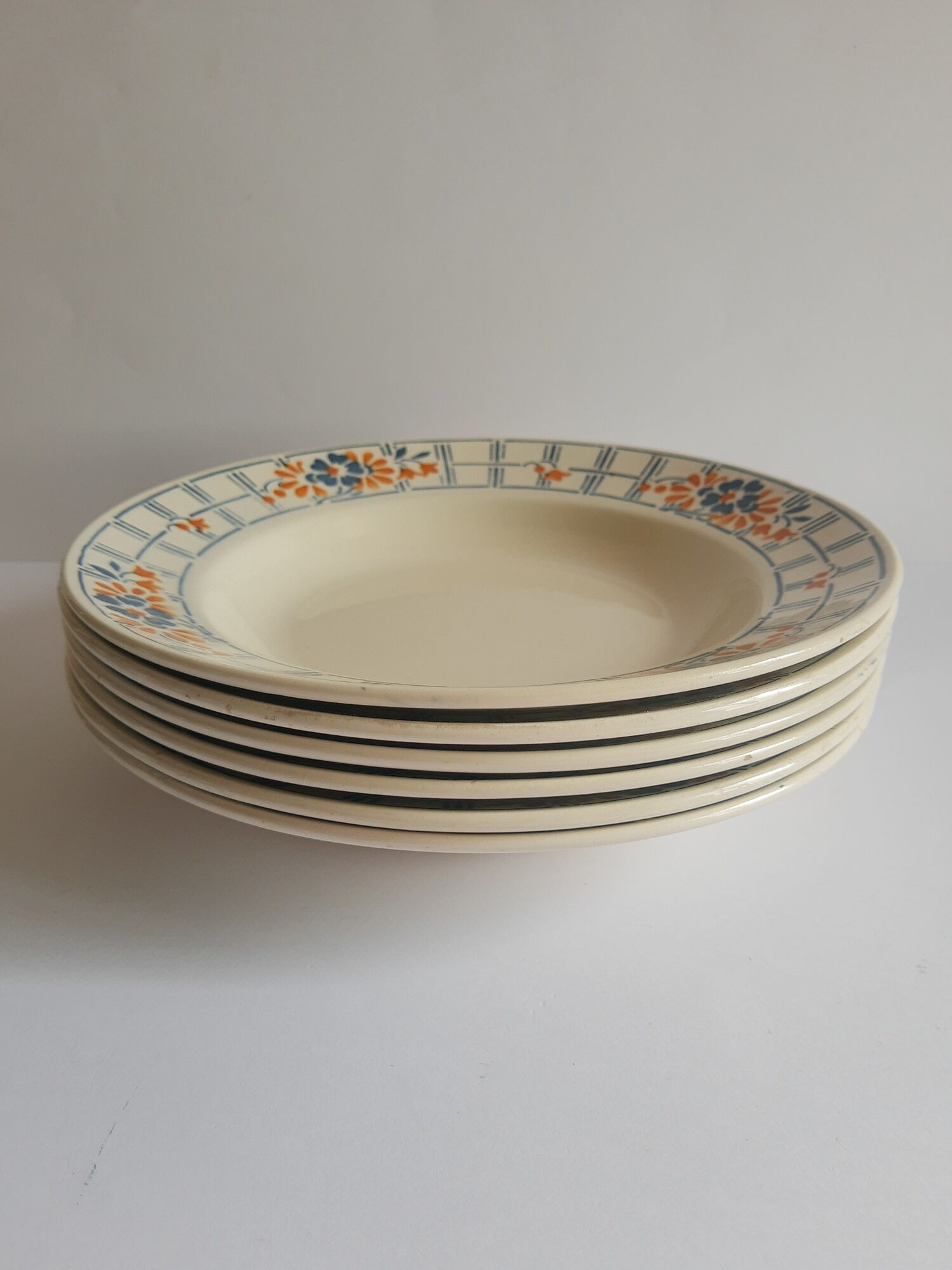 Set of 6 hollow plates Badonvillers chavillé vintage
