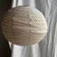 Large round pink Japanese-style suspension made of rattan and natural linen D60.