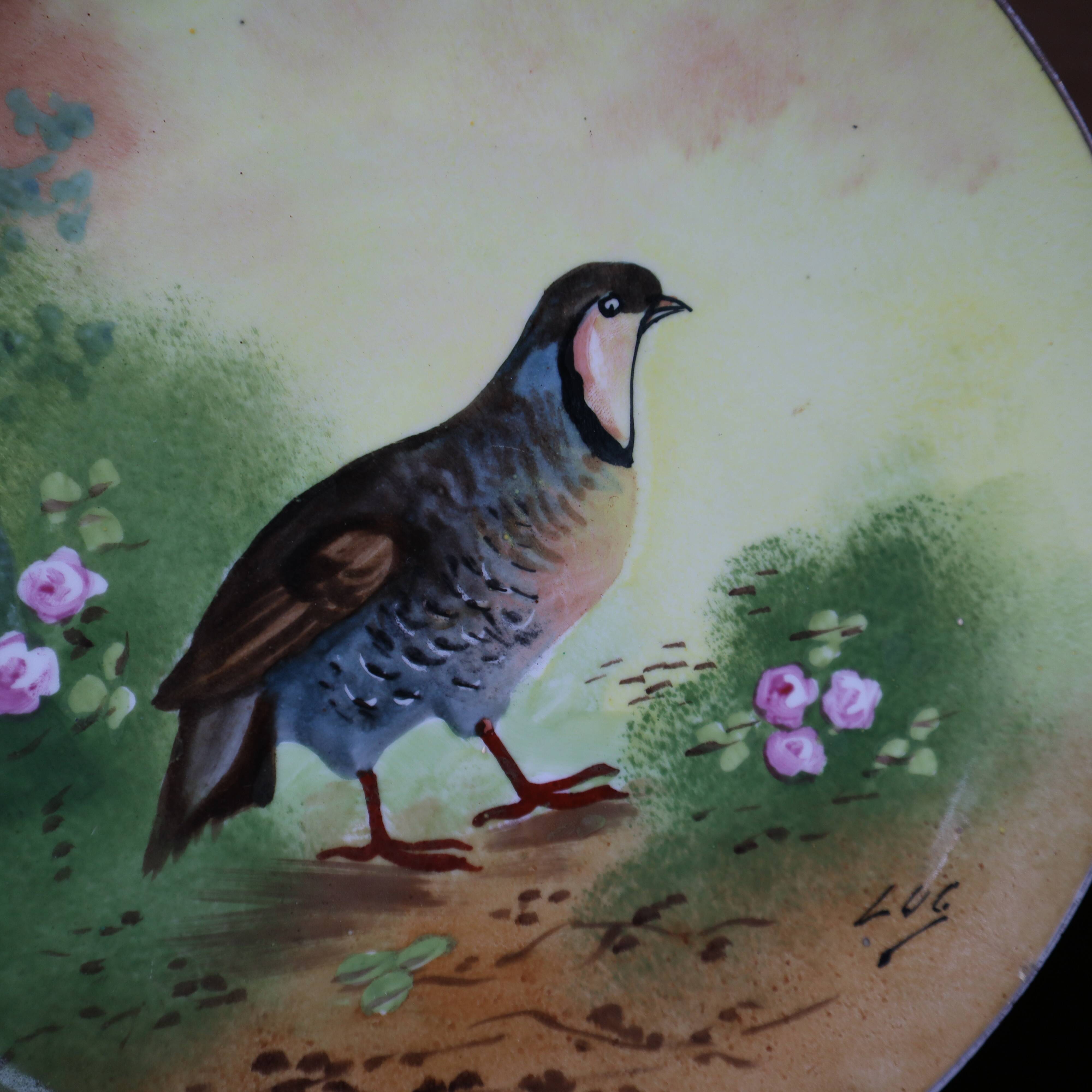 2 decorative flat plates porcelain Limoges partridge and pheasants