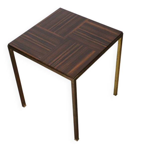Table d’appoint vintage en palissandre & bronze – années 60