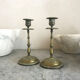 Pair of brass candlesticks golden