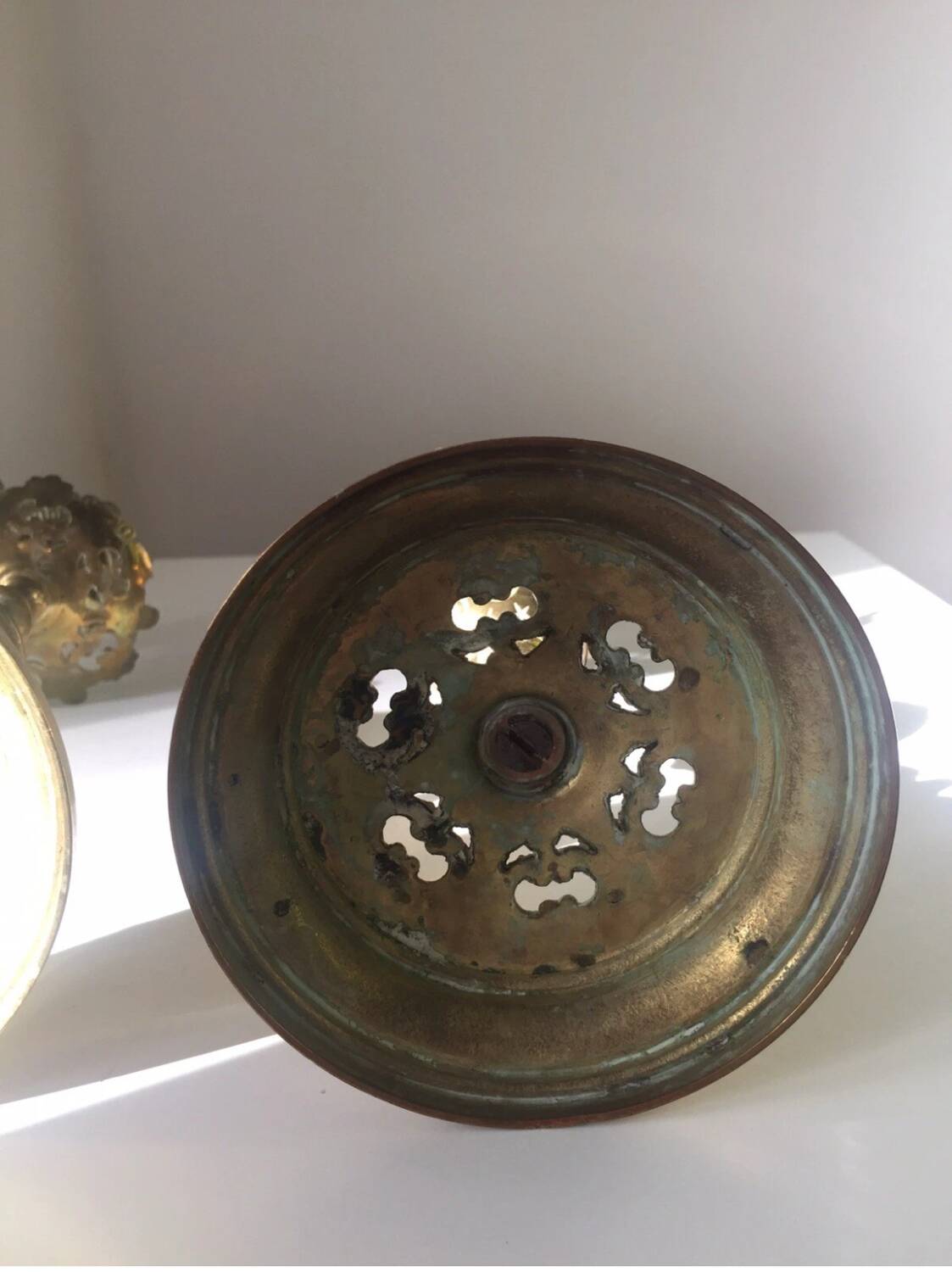 Pair of Vintage Gold-Plated Brass Metal Candlesticks