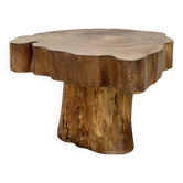 Table basse brutaliste chêne massif, tree trunk
