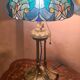 Antique lamp, patinated bronze, art nouveau, stained glass lampshade