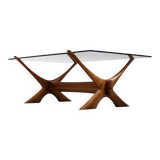 Vintage Mid-Century Scandinavian Modern Glass & Walnut Condor Coffee Table