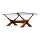Vintage Mid-Century Scandinavian Modern Glass & Walnut Condor Coffee Table
